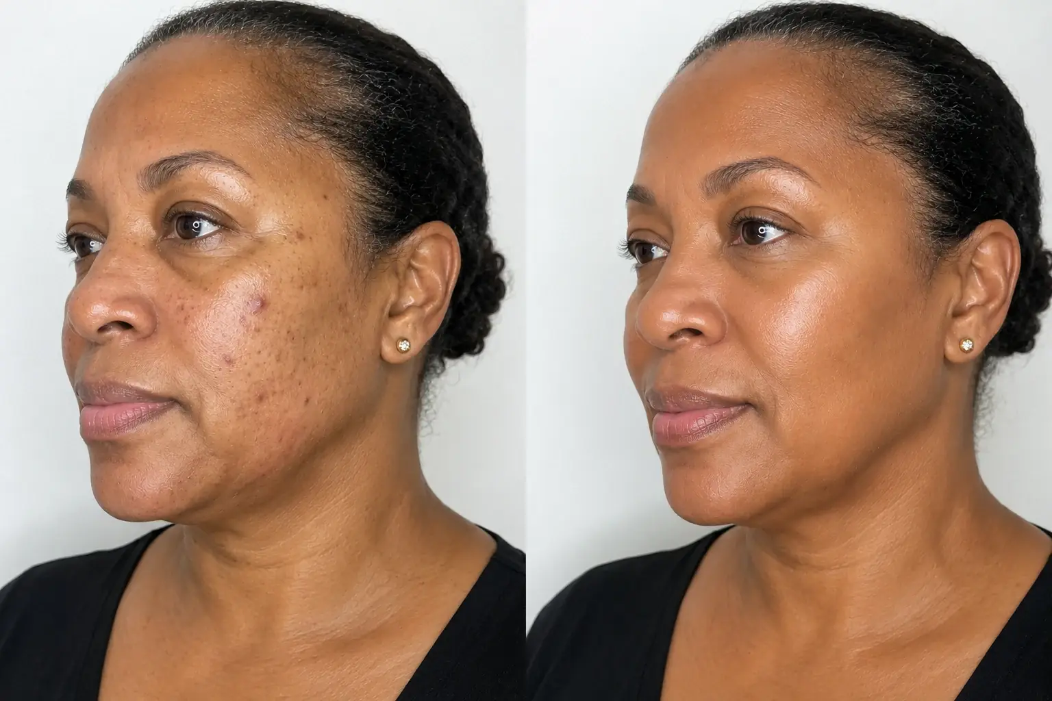 Acne and congestion before and after treatment